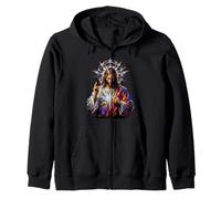 Stylized Sacred Jesus Heart Christian Devotional Art Faith Zip Hoodie