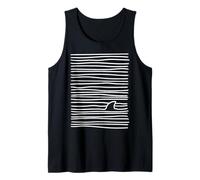 Stylized Shark Fin & Waves Line Graphic Ocean Marine Sea Tank Top