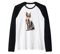 Stylized Sphynx Cat Feline Lover Pet Design Raglan Baseball Tee