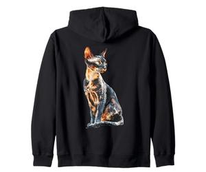 Stylized Sphynx Cat Feline Lover Pet Design Zip Hoodie