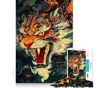 Stylized Tiger Portrait Jigsaw 1000 Pieces for Teenagers Logic Boost Toy Calming Play Premium Edge Art Collectible 38x52cm