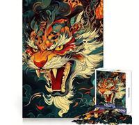 Stylized Tiger Portrait Jigsaw 1000 Pieces for Teenagers Logic Boost Toy Calming Play Premium Edge Art Collectible 38x52cm
