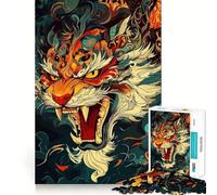 Stylized Tiger Portrait Jigsaw Puzzles 1000 Pieces for Teenagers Smart Toy Home Pastime Accurate Cut Thoughtful Gift 38x26cm