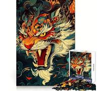 Stylized Tiger Portrait Jigsaw Puzzles 1000 Pieces for Teenagers Smart Toy Home Pastime Accurate Cut Thoughtful Gift 38x26cm