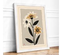Stylized Trio Botanical Framed Wall Art Print A1 (84.1×59.4cm) White, Wall Decor for Living Room, Bedroom, Office & Home, Ready to Hang, Art Gift