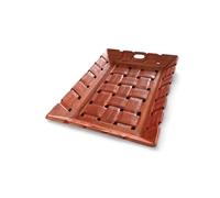 Stylla London Sheesham Wooden Serving Tray - Handcrafted Rustic Platter for Serving Food and Drinks - Natural Wood with Traditional Indian Carvings - 13x9 Inches