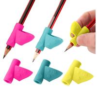 Stylo 3 Pack Pencil Grips for Children Handwriting, Multi-Color Designs, Assorted - For Left and Right Handed Children - Comfortable Writing Aid for Improving Handwriting (Pink, Sea Green, Yellow)