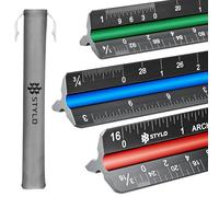 Stylo Aluminium Architect Scale Ruler 30cm Triangular, Black Imperial
