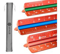 Stylo Aluminium Architect Scale Ruler 30cm Triangular, Red Imperial