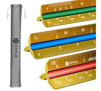 Stylo Aluminium Architect Scale Ruler 30cm Triangular, Yellow Imperial