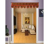 Stylo Culture Decorative Cotton Window Valance For Bedroom Yellow Indian Embroidered Elephant Scarf Curtain Topper Living Room Traditional Swag Curtain Door Hanging Toran | 36 x 10 Inches