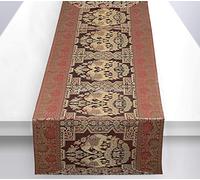 Stylo Culture Ethnic Center Table Runner Coffee Gold Elephant & Floral Brocade Jacquard Rectangle Home Decor Bohemian Dining Tablecloth | 60x16 Inches ( 152 x 40 cm)