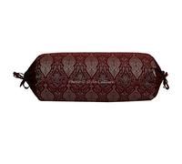 Stylo Culture Indian Polydupion Cylindrical Yoga Bolster Pillow Case Maroon Brocade Jacquard Damask Large Sofa Round Cylinder Cushion Cover (1 Pc) | 30x15 Inches (76x38 cm)