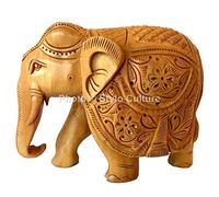 Stylo Culture Wooden Elephant Sculpture Indian Hand Carved Home Decor Elephant Statue Figurine Size (5.5x3x4)