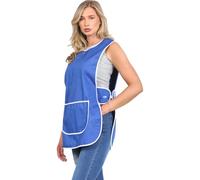 Stylo Online 2-Pack Women's Tabard Aprons with Pockets - Poly Cotton Workwear for Cleaning, Catering, Kitchen & Bar - Unisex Adjustable Work Aprons with Side Button Fastening - (R.Blue XL)