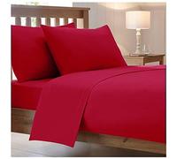 Stylo Online 40 Cm / 16" Inch Extra Deep Combed Poly Cotton Bed Fitted Sheets Non Iron Percale Plain Sheet Bedding(Burgundy, Pillow Covers)