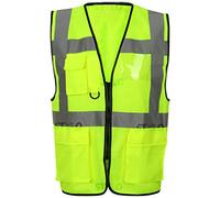 Stylo Online Executive Hi Viz Vest High Vis Visibility Zip Vests Reflective Security Work Contractor Safety Workwear Waistcoat Jacket Top (HV330 Yellow,2XL)