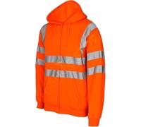 Stylo Online Hi Vis Hoodie for Work - High Visibility Reflective Safety Sweatshirt - Zip Up Hoody, Warm Fleece Security Jacket - Certified Construction Work Jumper (Orange L)