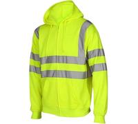 Stylo Online Hi Vis Hoodie for Work - High Visibility Reflective Safety Sweatshirt - Zip Up Hoody, Warm Fleece Security Jacket - Certified Construction Work Jumper (Yellow S)