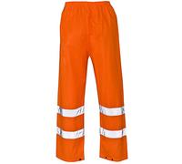 Stylo Online Hi Vis Waterproof Over Trousers - High Visibility Reflective Workwear Bottom with Elasticated Waist & Tape Stripes - Safety Rainproof Durable Work Pant (Orange L)