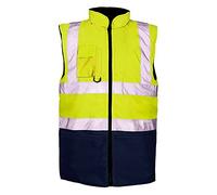 Stylo Online Hi Viz Vis Bodywarmer Fleece Lined Reversible High Visibility Reflective Waterproof Workwear Security Safety Wear Warm Gilet Waistcoat Body Warmer Vest Sizes S-5XL(Yellow/Navy,M)