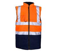 Stylo Online Hi Viz Vis Bodywarmer Fleece Lined Reversible High Visibility Reflective Waterproof Workwear Security Safety Wear Warm Gilet Waistcoat Body Warmer Vest Sizes S-5XL(Orange/Navy,3XL)