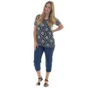 Stylo Online Ladies 3/4 Bengaline Trousers - Elasticated Waist, Straight Leg, Stretch Fabric, Summer Casual Cropped Pants with Pockets - Lightweight & Comfortable- (Navy XL)