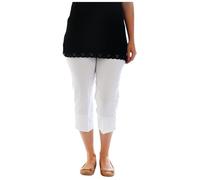 Stylo Online Ladies 3/4 Bengaline Trousers - Elasticated Waist, Straight Leg, Stretch Fabric, Summer Casual Cropped Pants with Pockets - Lightweight & Comfortable- (White XXL)