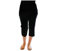 Stylo Online Ladies 3/4 Bengaline Trousers - Elasticated Waist, Straight Leg, Stretch Fabric, Summer Casual Cropped Pants with Pockets - Lightweight & Comfortable- (Black S)