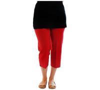 Stylo Online Ladies 3/4 Bengaline Trousers - Elasticated Waist, Straight Leg, Stretch Fabric, Summer Casual Cropped Pants with Pockets - Lightweight & Comfortable- (Red S)