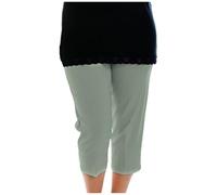 Stylo Online Ladies 3/4 Bengaline Trousers - Elasticated Waist, Straight Leg, Stretch Fabric, Summer Casual Cropped Pants with Pockets - Lightweight & Comfortable- (Khaki S)