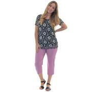 Stylo Online Ladies 3/4 Bengaline Trousers - Elasticated Waist, Straight Leg, Stretch Fabric, Summer Casual Cropped Pants with Pockets - Lightweight & Comfortable- (Dusty Pink XL)