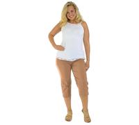 Stylo Online Ladies 3/4 Bengaline Trousers - Elasticated Waist, Straight Leg, Stretch Fabric, Summer Casual Cropped Pants with Pockets - Lightweight & Comfortable- (Tan XXL)