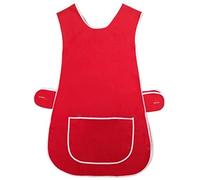 Stylo Online Ladies Womens Tabard Home Work Kitchen Cleaning Chef Catering Cleaners Workwear Poly Cotton Overall Tabbard Apron (Plain Red,WMS)