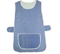 Stylo Online Ladies Womens Tabard Home Work Kitchen Cleaning Chef Catering Cleaners Workwear Poly Cotton Overall Tabbard Apron (Check Navy,WX)