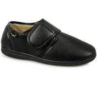 Stylo Online Men’s Faux Leather Wide Fit Slippers - Slip-On Comfort with Memory Foam Insole, Non-Slip TPR Sole (Velcro/Black 7)