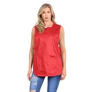 Stylo Online Women’s Tabard Apron with Matching Piping & Pockets - Poly Cotton Workwear for Cleaning, Catering, Kitchen & Bar - Unisex Adjustable Apron with Side Button Fastening -(Red WMS)