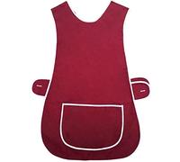 Stylo Online Womens Tabard Ladies Plain Home Work Kitchen Cleaning Chef Catering Cleaners Workwear Poly Cotton Overall Tabbard Apron Size(Plain Burgundy,WX)