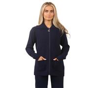 Stylo Online Women's Zip-Up Cable Knit Cardigan - Chunky Knitwear Jumper - Classic Winter Zip Through Sweater with Pockets - Soft & Warm Long Sleeve Ladies Knit Jacket (Navy L/XL)