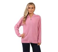 Stylo Online Women's Zip-Up Cable Knit Cardigan - Chunky Knitwear Jumper - Classic Winter Zip Through Sweater with Pockets - Soft & Warm Long Sleeve Ladies Knit Jacket (Pink M/L)