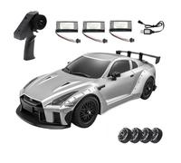 Stylomira 1:16 RC Drift Car, 2.4GHz 4WD Full Proportional Remote Control, 30KM/H High Speed Vehicles with Cool Lighting, RC Car for Adults (Sliver/3 Battery)