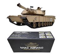 Stylomira 1:16 RC US M1A2 Abrams Main Battle Tank, 2.4GHz Remote Control Military Vehicle with Smoke, Sound, Lights, Infrared Multiplayer Battle, Shell Launch (Upgrade/Desert Yellow)