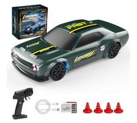 Stylomira 1:43 Mini RC Drift Car, 4WD Rechargeable Remote Control Racing Vehicle for Adults, High Speed Electric Gift Car with LED Lights, Indoor Desktop Racer (RTR Version/Green)