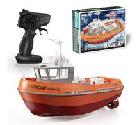 Stylomira 1:72 Scale 2.4Ghz Remote Control Boat, Waterproof RC Electric Boat Model, RC Electric Tugboat Model for Pools, Lakes & Rivers (Red)