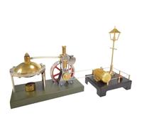Stylomira DIY Vertical Steam Engine Kit with Spherical Boiler + RETROL Steam Generator and Street Lamp Scene Model, Educational Desktop Set for Hobbyists and STEM Projects