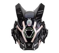 Stylomira Punk Futuristic LED Light Up Mask with Visor, Tech Face Gear for Cosplay, Halloween Costume Party Mask