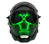 Stylomira Punk Mask Cosplay for Men, Future Punk Mecha Skull Head Mask for Halloween Parties (Green)