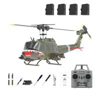 Stylomira RC ERA C032 UH-1 Huey RC Helicopter, 6CH Gyro Stabilized Scale Model with Optical Flow Positioning, Remote Control Military Helicopter for Enthusiasts (Shark Mouth/4 Battery)