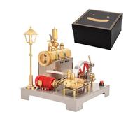 Stylomira RETROL SE-02 DIY Full Metal Reversible Horizontal Steam Engine and Boiler Kit with Generator and Street Lamp, Thermodynamic Engineering Gift for Hobbyists (KIT Version)
