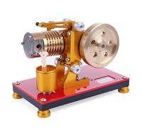 Stylomira SH-05 Stirling Engine Model, Professional Edition with Full Brass Cylinder, External Combustion Heat Power Generator for STEM Education and Collectors (Yellow)